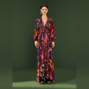 FARM Rio Black Wild Life Lenzing Ecovera Viscose Maxi Dress